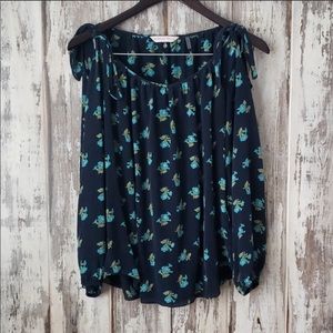 Rebecca Taylor long sleeve blouse w open shoulder